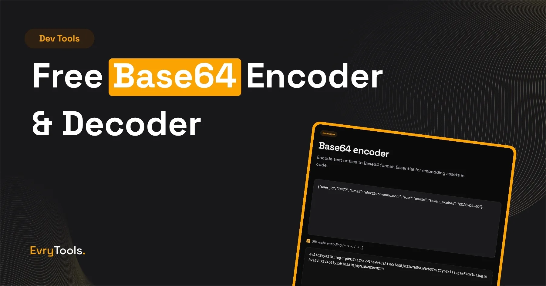 Free Base64 encoder and decoder tool showing encoded and decoded text