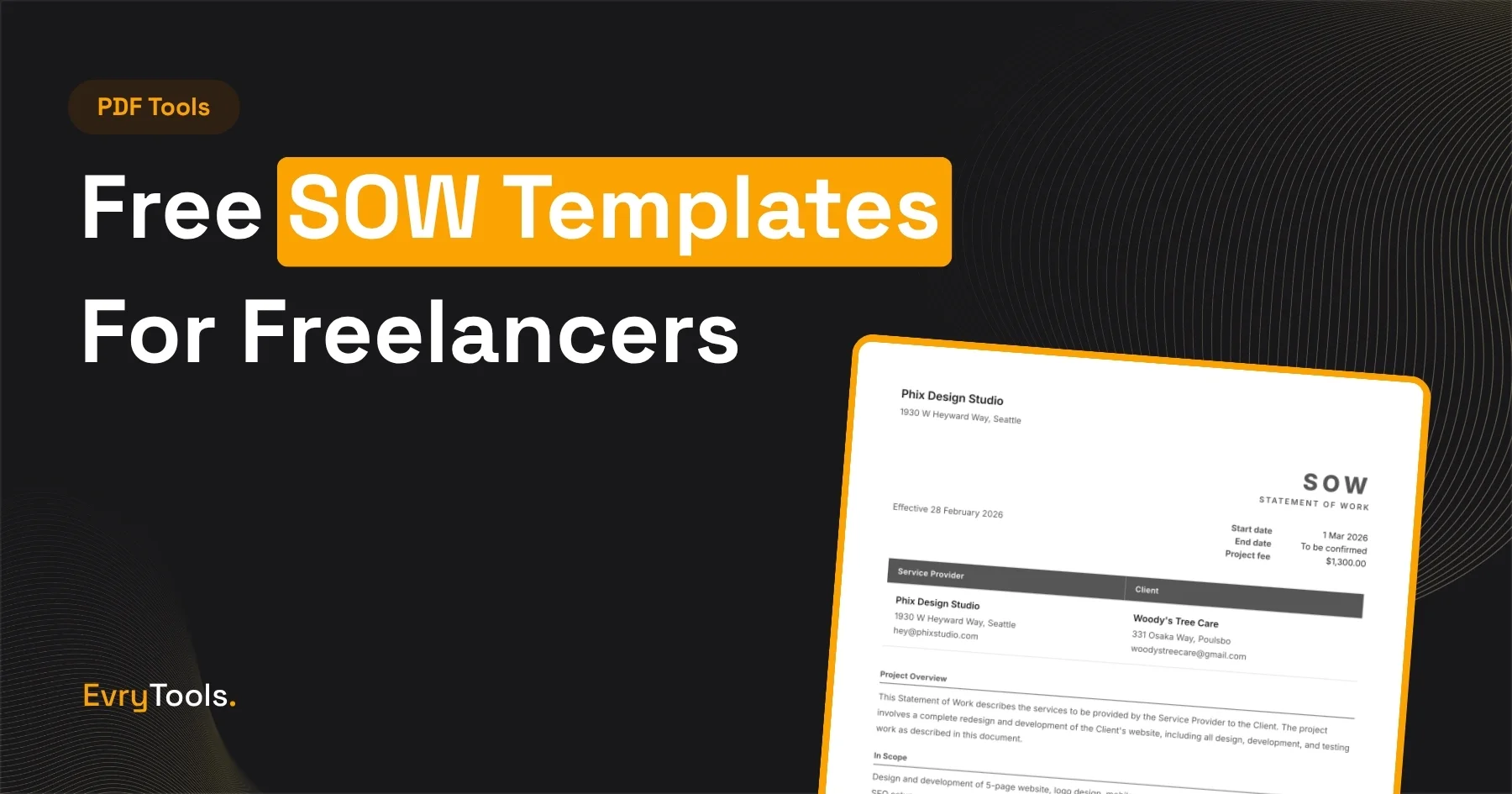 Free statement of work generator showing a completed SOW template